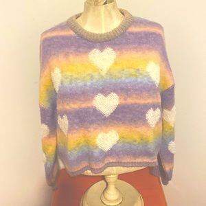 ASOS PASTEL HEART CROPPED SWEATER